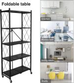 Rolling Cart Kitchen Trolley 5-Tier Shelf Rolling Utility Cart with Handle Adjustable Mobile Trolley Foldable Kitchen Storage Cart 220330 - Image 6
