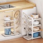 Pots and Pans Organizer under Cabinet, Cutting Board Pot Lid Storage Rack with 6 Adjustable Tiers and 3 Pot Lid Racks, Pan Holder Under Sink, Heavy Duty kitchen Organizer Pot Racks - Image 9