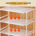 Beauenty 1Pcs Stackable Closet Tension Shelf for Wardrobe, Expandable Metal Storage Rack Adjustable Organizer DIY Divider Separator for Cabinet Wardrobe Cupboard Kitchen(53-88cm/25cm wide) - Image 8