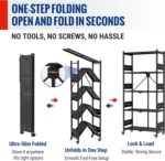 WORKPRO 5-Tier Folding Shelf, No-Assembly Metal Storage Rack with Wheels, 750 lbs Capacity (with Leveling Feet), Collapsible Shelving Unit for Kitchen, Pantry, Bathroom & Closet Organization - Image 5