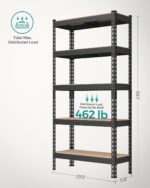 SONGMICS 5-Tier Storage Shelves, Garage Storage, Boltless Assembly, Adjustable Shelving Unit, 11.8 x 29.5 x 59.1 Inches, Load 1929 lb, for Shed Warehouse Basement Kitchen, Black UGLR300B01 - Image 3