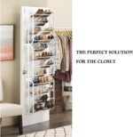 IN.HOUSE Over The Door Shoe Rack,foldable Space Saver Shoe Storage Shelf Non-slip Metal Wall Hanging Shoe Organizer For Boots Sneaker High Heels-white 55x19x180cm(22x7x71inch) - Image 4