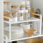 U-HOOME Kitchen Cabinet Pantry Shelf,Cupboard Stand Spice Rack Organizer,Stackable Countertop Organization and Storage For Kitchen Bathroom Office (1 pack-White Large) - Image 2