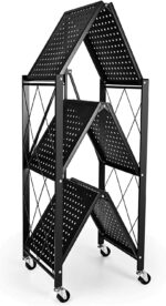 HealSmart 3-Tier Heavy Duty Foldable Metal Rack Storage Shelving Unit with Wheels Moving Easily Organizer Shelves Great for Garage Kitchen Holds up to 750 lbs Capacity, Black (HKSHLFFOLD28153403BV1) - Image 7