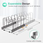 Puricon Expandable Pot and Pan Organizer for Cabinet with 10 Dividers, Adjustable Pots and Pans Organizer Rack Pan Lid Cookware Bakeware Baking Storage Holder for Kitchen Countertop Pantry -Bronze - Image 3