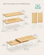 Cabinet Organizer Shelf, Set of 2 Kitchen Cabinet and Counter Shelf Organizer, Kitchen Storage, Spice Rack, Stackable, Expandable, Metal and Engineered Wood, Cloud White and Natural Beige - Image 3