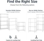 Amazon Basics 5-Shelf Narrow Storage Unit With Height Adjustable Shelves and Levelling Feet, 453kg Max Weight, Chrome, 34 cm D x 58.9 cm W x 152.5 cm H - Image 6