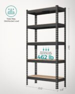 SONGMICS 5-Tier Storage Shelves, Set of 2 Garage Storage, Boltless Assembly, Adjustable Shelving Units, 11.8 x 29.5 x 59.1 Inches, Load 1929 lb Each, Shed Warehouse Basement, Black UGLR300B02 - Image 3