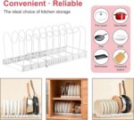 Expandable Pot and Pan Organizer for Cabinet with 10 Dividers, Adjustable Pots and Pans Organizer Rack Pan Lid Cookware Organizers and Storage (White) - Image 4