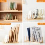 Bamboo Dish Drying Rack 3 Pack, Wooden Plate Organizer Holder for Dishes Bowls Cups Pot Lid Cutting Board, Kitchen Cabinet Storage Rack - Image 4