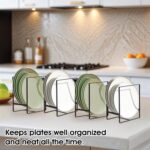2PCS Vertical Plate Holders, Kitchen Plate Organizer for Cabinet, Upright Dish Storage Rack for Small Plates, Black, Space-Saving Design for Cupboard and Countertop - Image 2