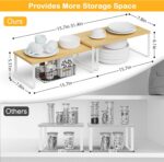 YelaJoy Set of 2 Cabinet Shelf Organizer – Stackable, Expandable Kitchen Countertop Storage Shelves, Spice Rack for Pantry, Bathroom & Under-Sink, Natural - Image 2