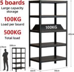 WWI Storage Shelves Metal Shelves Steel Rack 180cm Five Layers Metal Storage Rack Height Adjustable Storage Shelves (black1, 90 * 40) - Image 3