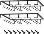 MOCOUM Wine Glasses Rack Under Cabinet Stemware Rack, Wine Glass Hanger Rack Wire Wine Glass Holder Storage Hanger for Cabinet Kitchen Bar (Black, 4 Rows 2 Pack)