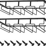 MOCOUM Wine Glasses Rack Under Cabinet Stemware Rack, Wine Glass Hanger Rack Wire Wine Glass Holder Storage Hanger for Cabinet Kitchen Bar (Black, 4 Rows 2 Pack)