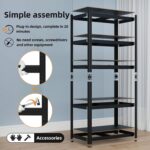 WWI Storage Shelves Metal Shelves Steel Rack 180cm Five Layers Metal Storage Rack Height Adjustable Storage Shelves (black1, 90 * 40) - Image 5