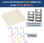 Letusto Heavy Duty Foldable Collapsible Shelf with Wheels with Breaks - Folding Metal Frame Shelving Pantry Organizer System Rack - Shelves with No Assembly Required (Black, 5 Tier) - Image 4