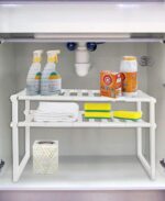 SKY-TOUCH 2 Tiers Expandable Kitchen Organizer, Multi-Functional Shelf Cabinet, Expandable Space Saving Rack - Image 2