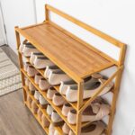 5-Tier Bamboo Shoe Rack - Foldable Wooden Storage Shelf for Entryway Hallway & Bedroom - Space-Saving Stylish Design - 70cm Tall Ideal for Small Spaces - Image 4