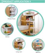 Made for Amazon Plastic Space Saving Storage Organizer Rack Shelf with Wheels(2 Lock,2 Unlock) for Kitchen, Office, Bathroom and Bedroom (5 Layer, White) - Image 8