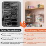 6 Tier Closet Hanging Organizer, Separable Hanging Closet Shelves with 4 Hangers & 5 Hooks, Freestanding Wire Storage Baskets for Clothing Sweaters Socks Handbags, Wardrobe Organization (31x30x152cm) - Image 5