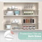 Angju Spice Rack, Acrylic Clear Shelf Riser Set of 2, Kitchen Cabinet Shelf Organizer, Spice Organization for Cabinet Shelves Countertop Desk Organizer, 5mm Thick Rack for Dishes, Soda Cans & Cup - Image 3