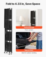 VEVOR 4-Tier Foldable Storage Shelf, 28W x 13D x 54H Inch Folding Metal Rack Shelving Unit, Heavy Duty No Assembly Organizer Shelf with 5 Wheels & 4 Hooks for Pantry, Kitchen, Garage, Basement, Black - Image 6