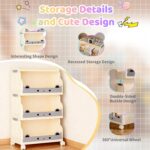 INFOSUN Children's Toy Storage Organizer, Kids Bookshelf Foldable, Plastic Storage Cabinet with Snap-on Design, 360° Swivel Casters, Suits for Books, Toys, and Baby Wtems (84*41.5 *27 cm, three-layer) - Image 3