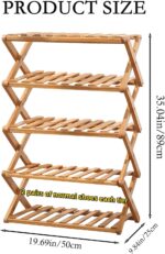 Foldable Bamboo Shoe Rack, 2 to 5-Tier Multi-Functional Storage Shelf, Self-Supporting Shoe nizer (5 Shelves, 6.1m Wide) - Space-Saving Home Solution - Image 2