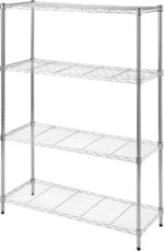 CamelTough Wire Rack 4 Shelf Adjustable Storage Rack, Heavy Duty Shelving Unit for Pantry, Laundry, Bathroom, Kitchen, 600Lbs Capacity, White, 90L X 35W X 135H cm, HTC-WR603