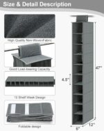 Hanging Shoe Organizer 10 Tier Hanging Shelves for Closet Organizers and Storage System，Foldable Design, for Wardrobe, Baby Clothes Organization and Storage（Gray） - Image 3