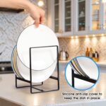 2PCS Vertical Plate Holders, Kitchen Plate Organizer for Cabinet, Upright Dish Storage Rack for Small Plates, Black, Space-Saving Design for Cupboard and Countertop - Image 7