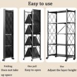 Metal Shelf Storage Shelves, Foldable Kitchen Stand Storage Shelves, Shelf Unit with X Side Frame, High Density Mesh for Garage, Pantry, Bathroom (28.5x14.5x64cm-5 Tiers) - Image 8