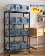 Toshionics Multi-Tier Foldable Shelving Unit, Heavy Duty Storage with Wheels Zero Assembly Rolling Cart for Home/Office/Garage/Laundry/Organizer, Metal Wire, Collapsible Organizer (5 layer, White) - Image 7
