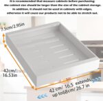 Pull Out Cabinet Organizer, Expandable Drawer Organizer, Pot and Pan Organizer for Under Cabinet, Pantry Kitchen Organizers and Storage Pan Organizer Storage Drawers (White, Expandable 42-68cm) - Image 2