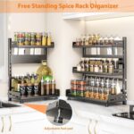 U-HOOME Spices Organizer For Cabinet,Metal Height-Adjustable Standing Spice Rack Seasoning Organizer Rack,Countertop Organizer Kitchen Storage & Organization Shelf for Pantry Bathroom (40cm 3tire) - Image 2