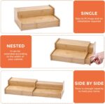 Kitchen Spice Rack Organizer for Cabinet, 2 Tier Expandable Bamboo Kitchen Shelf Organizer, Cupboard Organizers and Storage Great for Kitchen Cabinet, Cupboard,Pantry and More - Image 8