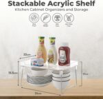 FINESEET Stackable Cabinet Shelf, Acrylic Kitchen Cabinet Organizers and Storage, Foldable Cabinet Shelf Rack, Kitchen Counter Shelves for Pantry Cupboard (Natural) - Image 3