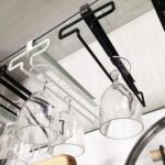 YelaJoy Wine Glass Holder 2PCS Stemware Rack Hanger Under Cabinet Wine Glass Rack Kitchen Hanging Glass Storage Rack Organizer,Black - Image 6