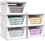 5 Pack Cabinet Organizer for Clothes Foldable Bathroom Cupboard Organizer Multifunction Clothes Storage Plastic Cabinet Storage Organizer for Wardrobe, Bathroom