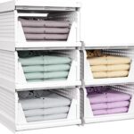 5 Pack Cabinet Organizer for Clothes Foldable Bathroom Cupboard Organizer Multifunction Clothes Storage Plastic Cabinet Storage Organizer for Wardrobe, Bathroom