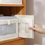 Pradnel Linen Closet Organizers - 4 Pack Foldable Storage Bins with Clear Window - Organize Clothing, Jeans, Shelves - Image 5