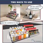 YelaJoy 2-Pack 4-Tier Expandable Spice Rack Organizer for Cabinet – Metal Step Shelf with Anti-Slip Rails, Adjustable Storage for Kitchen Cabinets & Countertops (Black, Two Sizes) - Image 5