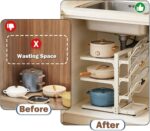 Pots and Pans Organizer under Cabinet, Cutting Board Pot Lid Storage Rack with 6 Adjustable Tiers and 3 Pot Lid Racks, Pan Holder Under Sink, Heavy Duty kitchen Organizer Pot Racks - Image 4