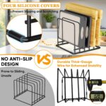 Kitchen Organizer Rack - 5-Slot Heavy-Duty Cutting Board and Bakeware Holder, Adjustable Stainless Steel Compartments Holder, Rust-Resistant with Anti-Slip Feet for Countertop or Cabinet Storage - Image 4