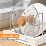 HIKKY Expandable Pots and Pans Organizer, Pots Lid Organizer Rack for Kitchen Cabinet Organizers and Storage with 7 Adjustable Dividers and Anti-scratch Strip - Image 3