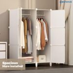 DAYONG Portable Cloth Closet, Clothes Storage Organizer, Plastic Wardrobe with Hanging Rods and Storage Shelves, Clothes Storage Rack for Bedroom, Easy to Assemble. (white-A) - Image 3
