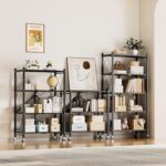 HealSmart 3-Tier Foldable Metal Shelves Heavy Duty Storage Shelving Unit with Wheels, Organizer Shelves for Garage Kitchen Holds up to 750 lbs Capacity, Black - Image 6