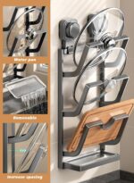 URbazaar Pot Lid Organizer Rack, 3 Tier Pot Lids Holder for Cabinet Door,Wall Mount, Pot Lid Rack Holder for Kitchen Storage with No Drilling Adhesive - Image 6