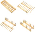 Lawei 4 Pack Bamboo Dish Drying Rack, Plate Rack Stand Pot Lid Holder, Dish Organizer Rack for Plates, Cups, Bowls, Dish, Cutting Board, Drying Rack Stand Drainer, Kitchen Cabinet Organizer - Image 3